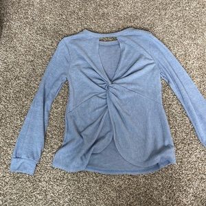 Light Blue Twist Back Sweater